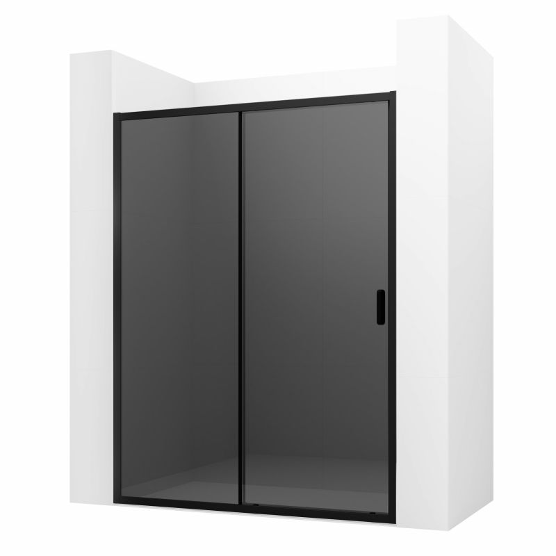 Душевая дверь в нишу Ambassador Forsa 17022216ABB 100x200 см, профиль черный, стекло тонированное фото 1