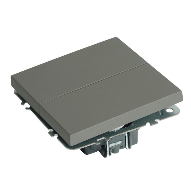 Переключатель двухклавишный Stekker Эмили (механизм) 250В, 10А, RSW10-5107-10, платиново-серый, soft touch  49947 фото 6