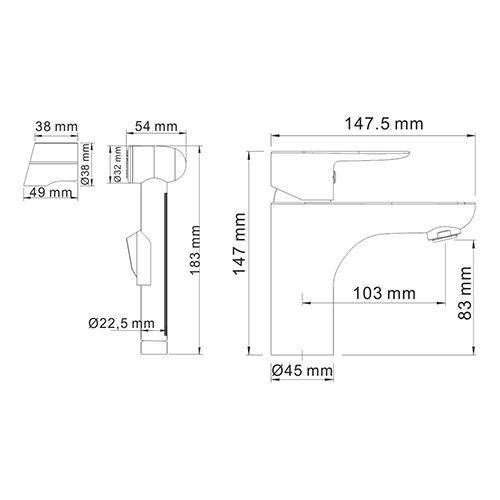 Смеситель для раковины WasserKRAFT Leine 3508 с гигиеническим душем фото 3