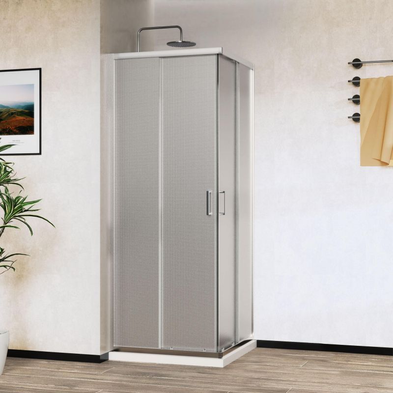Душевой уголок Vincea City VSS-5CT800MT 80х80 см, профиль хром, стекло рифленое фото 2