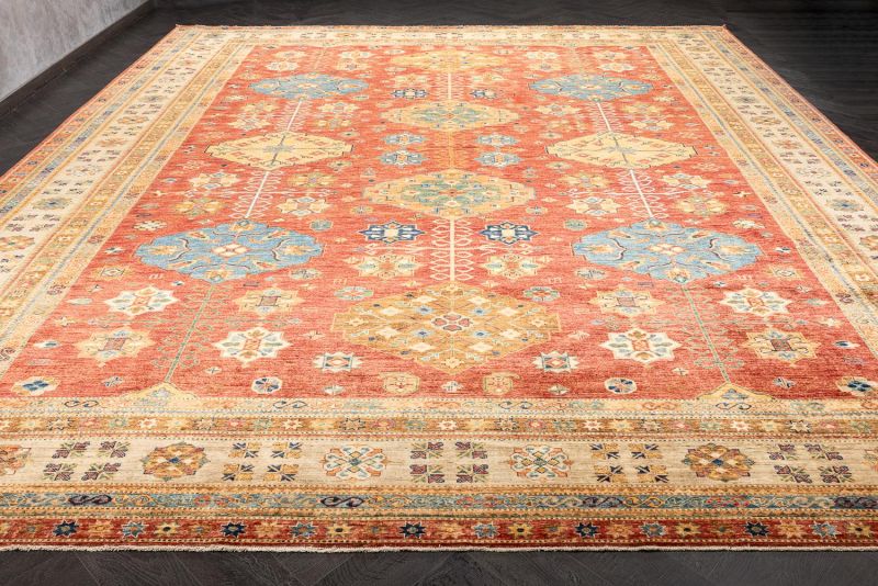 Пакистанский ковер из шерсти Carpet «KAZAK ROYAL» 23535-RED-BGE 408 x 497 см