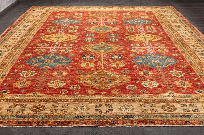 Пакистанский ковер из шерсти Carpet «KAZAK ROYAL» 23535-RED-BGE 408 x 497 см