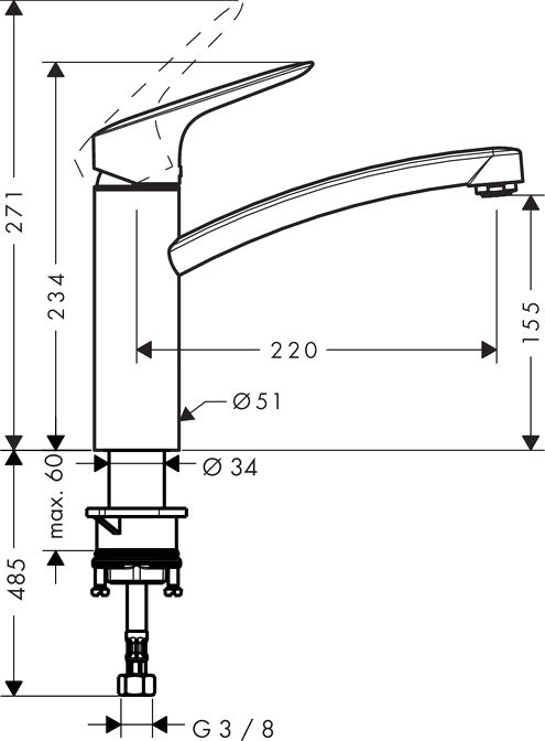 Смеситель Hansgrohe Logis 71832000 для кухонной мойки