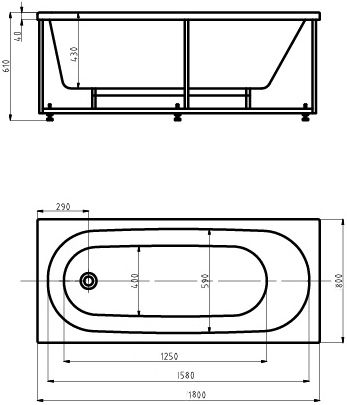 Акриловая ванна Aquatek Оберон OBR180-0000003 180x80 L фото 4