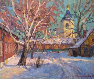 Картина "Морозный вечер в Сердобске" Вилков Андрей
