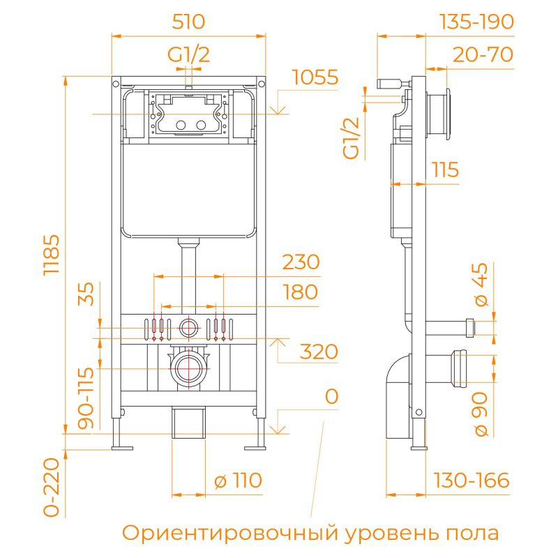 Унитаз подвесной RGW SW-70 63420270-01 с инсталляцией, биде, микролифтом и пультом ДУ