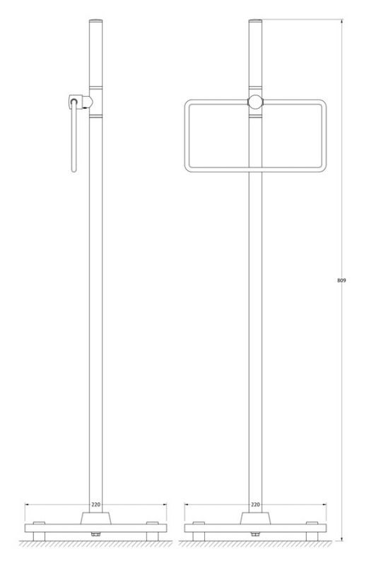 Стойка напольная с держателем полотенца прямоугольным для ванной 80 cm FBS Universal UNI 307 фото 2
