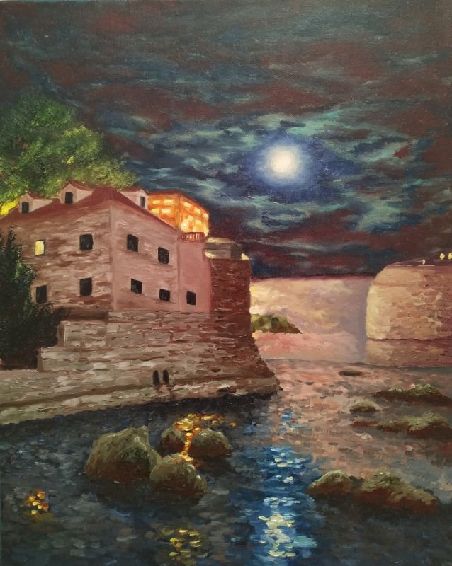 Картина "Ночной пейзаж" Елена Кукина