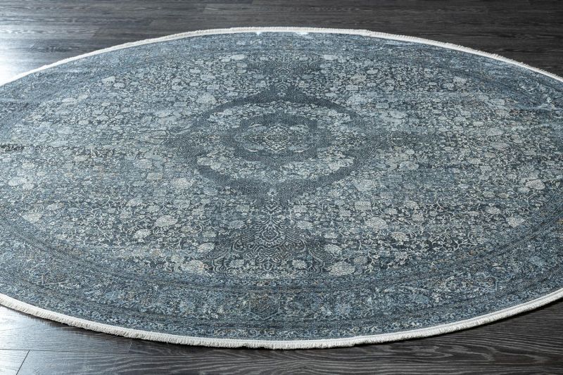 Турецкий ковер из шёлка и эвкалиптового шёлка Carpet «SALVATORE» Z080-C-CRE-DGRY(Round) 240 x 240 см