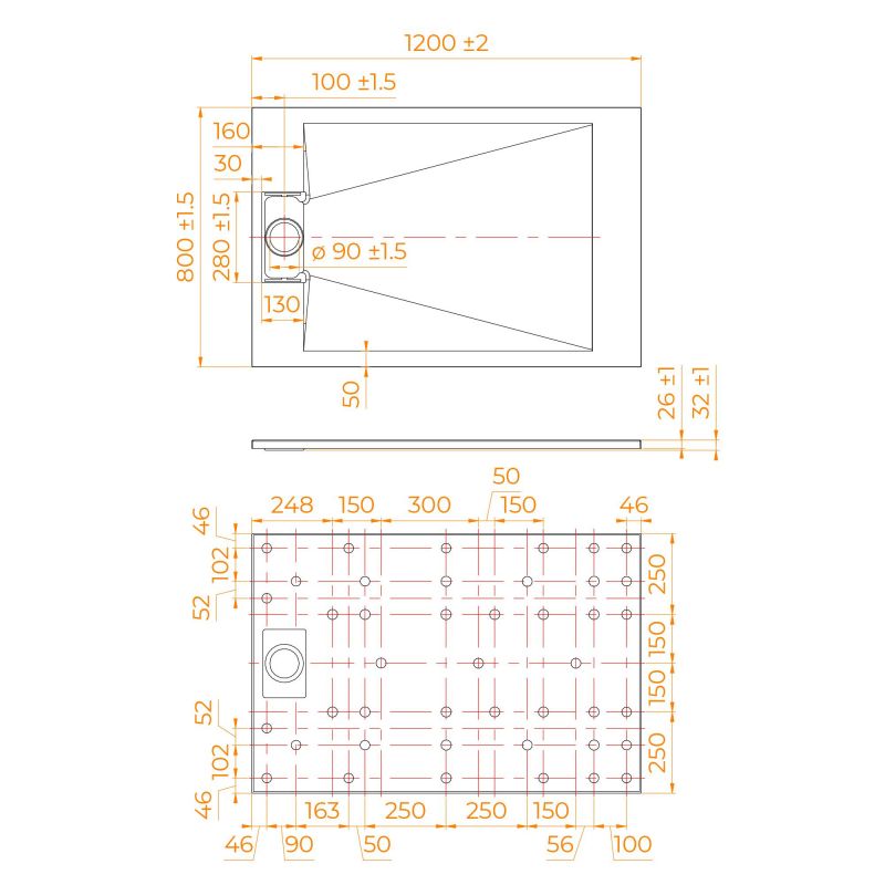 Душевой поддон прямоугольный RGW TUS-W Белый 800x1200 фото 7
