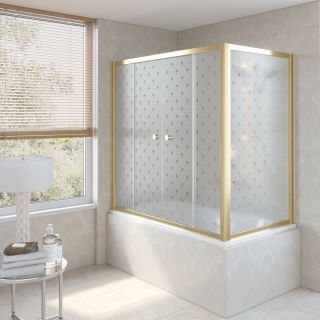 Ограждение на ванну раздвижное Vegas Glass Z2V+ZVF 150x90 09 R05 R, профиль золотой, стекло с узором