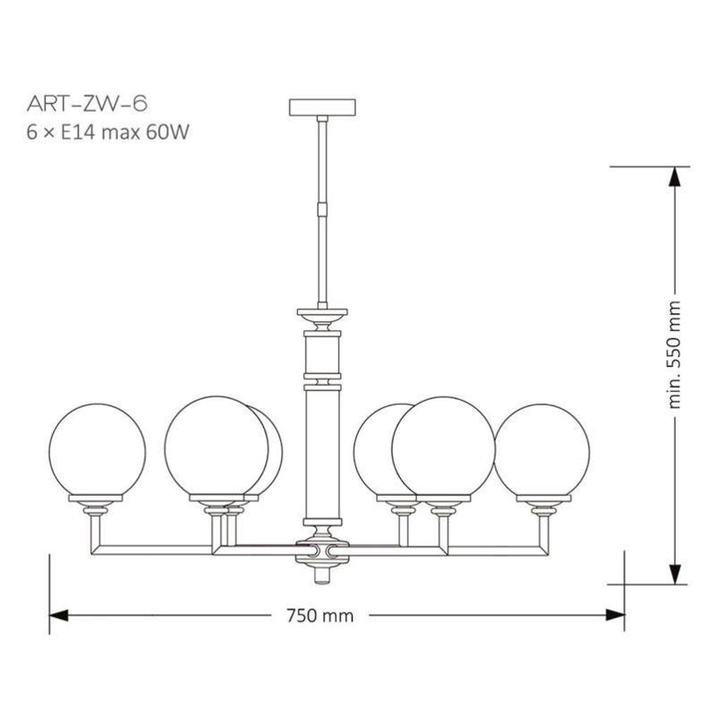 Люстра Kutek ARTU GLASS ART-ZW-6(N)G фото 2