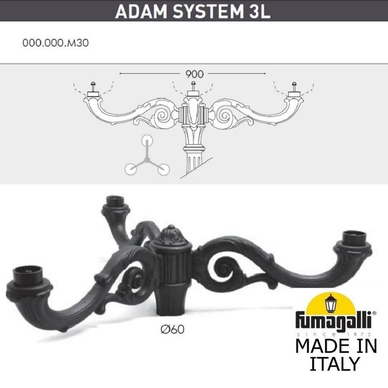 Парковый фонарь Fumagalli GLOBE 300 черный, бежевый G30.202.M30.AYF1R фото 2