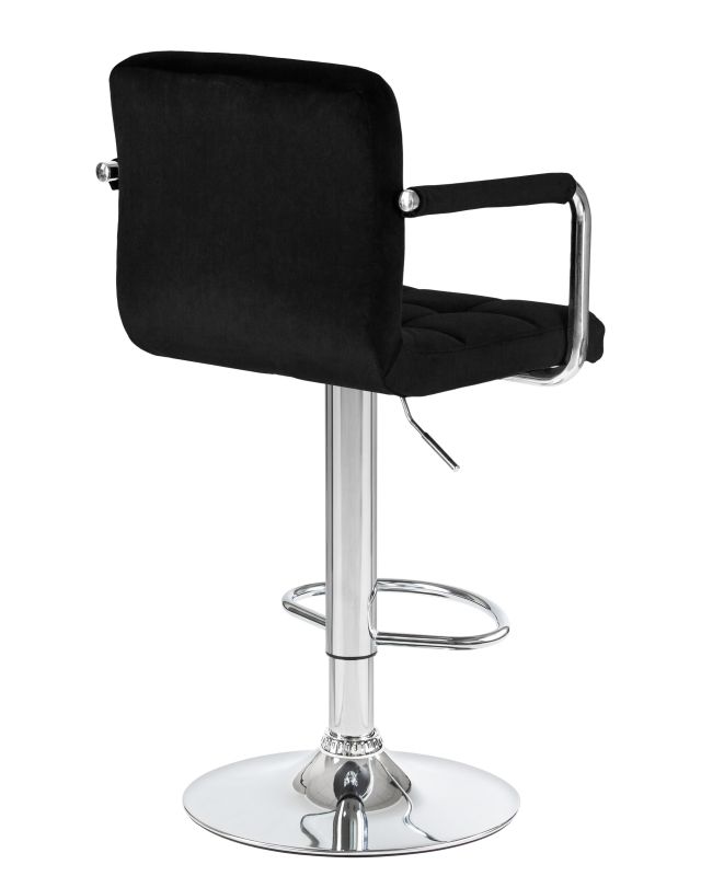 Барный стул Dobrin 5011-LM KRUGER ARM,  цвет сиденья черный велюр (MJ9-101), цвет основания хромированная сталь