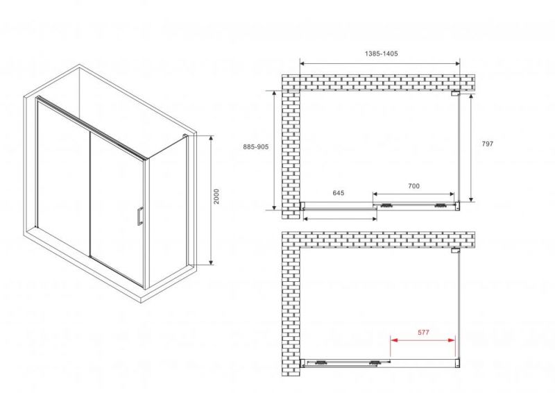 Душевой уголок Abber Komfort AG93140B-S92B 140х90 см