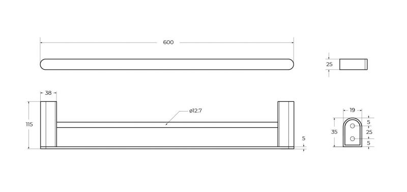 Полотенцедержатель двойной CEZARES STYLUS-THD-60-BORO, золото фото 3