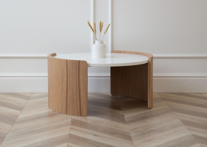 Столик Ellipsefurniture Lagom D 65 см высота 32 см (белый, натуральный дуб) LG010301580301 фото 3