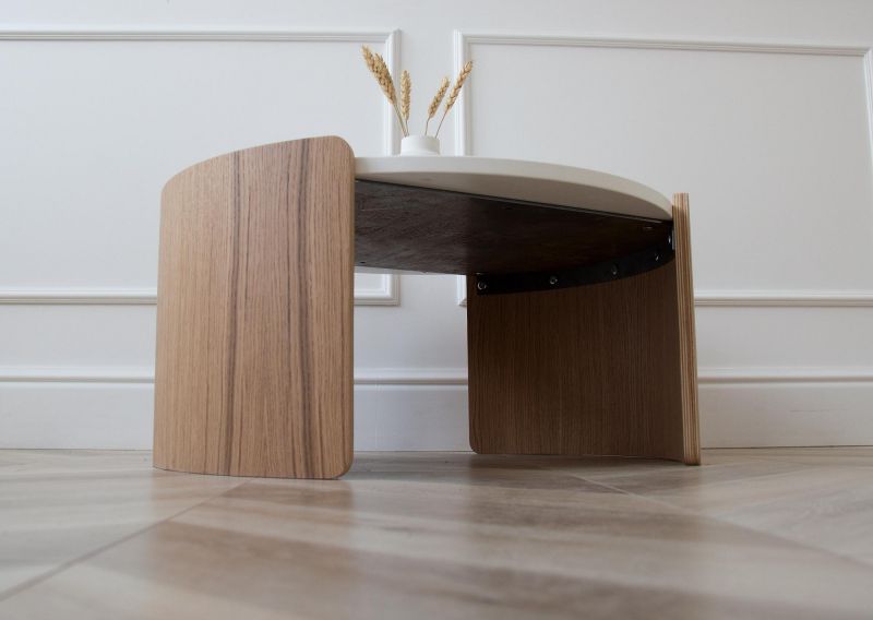 Столик Ellipsefurniture Lagom D 65 см высота 32 см (белый, натуральный дуб) LG010301580301 фото 4