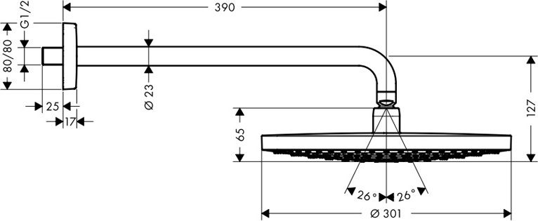 Верхний душ Hansgrohe Raindance Select S 300 2jet 27378000 фото 6