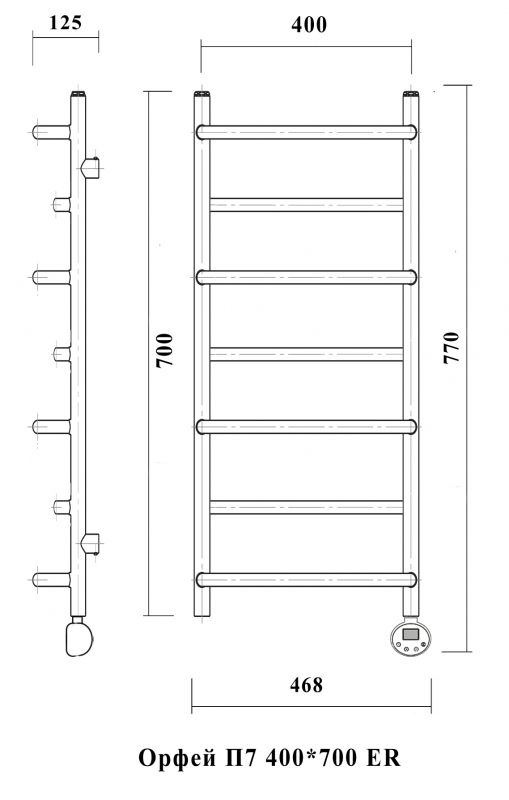 Полотенцесушитель электрический Domoterm Орфей П7 400x700 ER