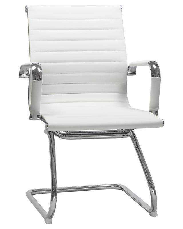 Офисное кресло Dobrin 102N-LMR CODY, цвет сиденья белый, цвет основания хромированная сталь