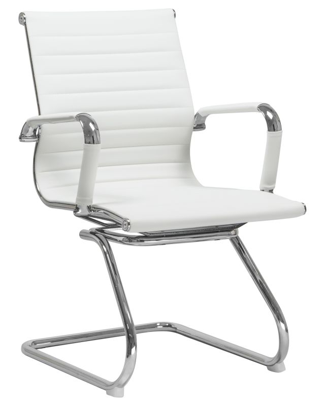 Офисное кресло Dobrin 102N-LMR CODY, цвет сиденья белый, цвет основания хромированная сталь