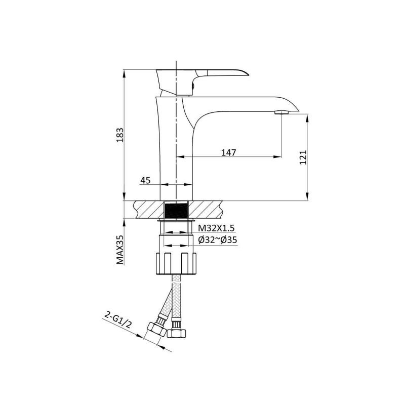 Смеситель для раковины Vincea Esse VBF-1E1MB, черный