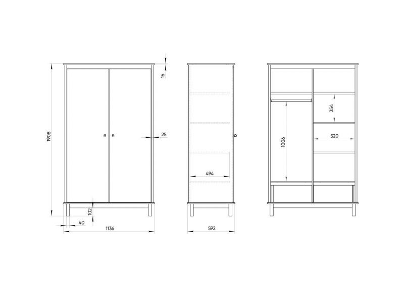 Шкаф  Ellipsefurniture Classic 2-х створчатый со скрытыми ящиками (белый) CLMBCA01070101 фото 3