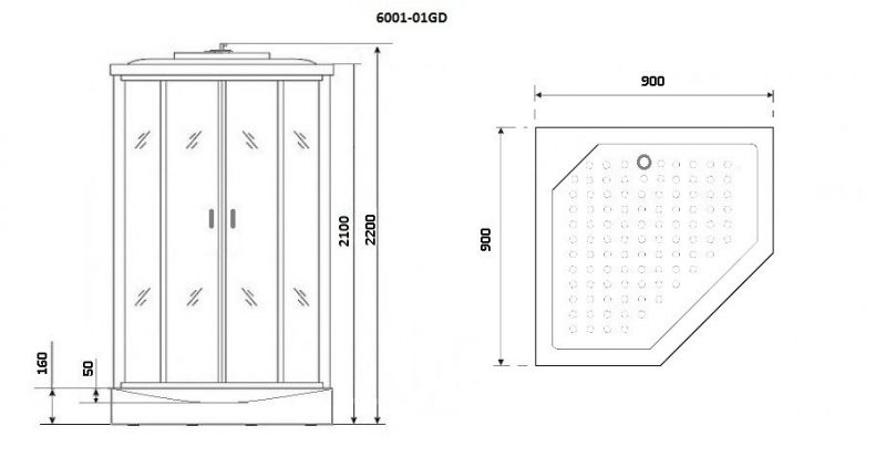 Душевая кабина Niagara Premium NG- 6001-01GD 90x90 фото 3