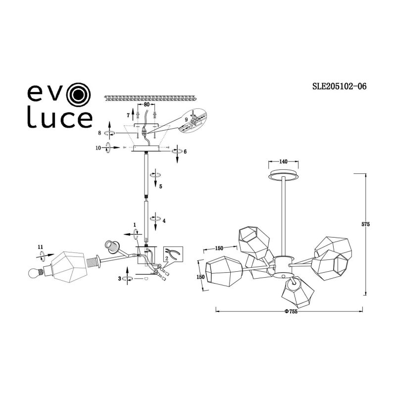 Люстра потолочная Evoluce Teramo SLE205102-06