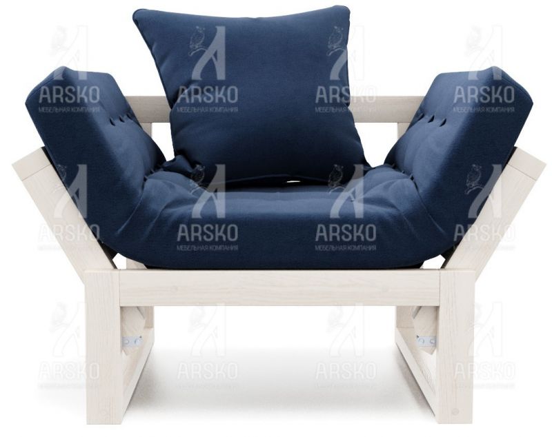 Кресло Амбер беленый дуб синий велюр BD-2153399