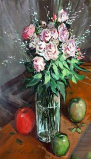 Картина "Розы и яблоки" Андрей Белевич