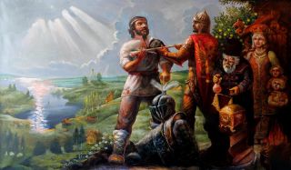 Картина "Чудо-Меч, кузнец и князь" Александр Ширшов
