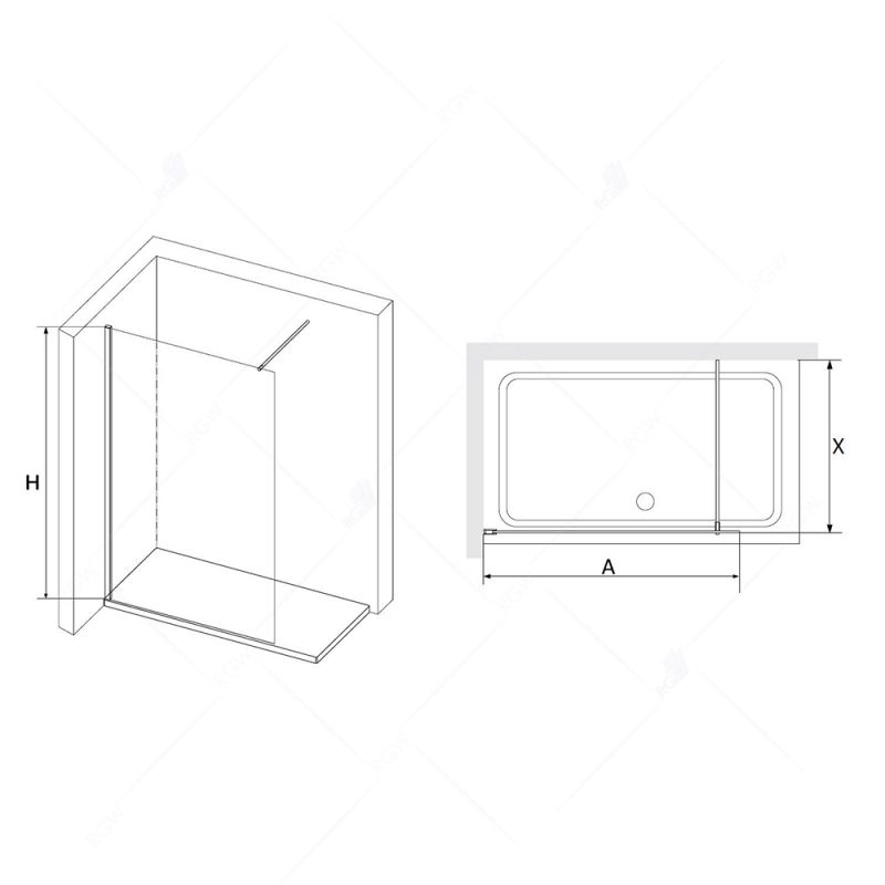 Перегородка для душа RGW Walk In WA-010 (Прозрачное, 1000) фото 2