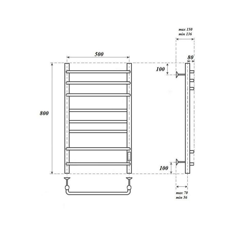 Полотенцесушитель электрический Point Сатурн PN90858W 80x53 белый