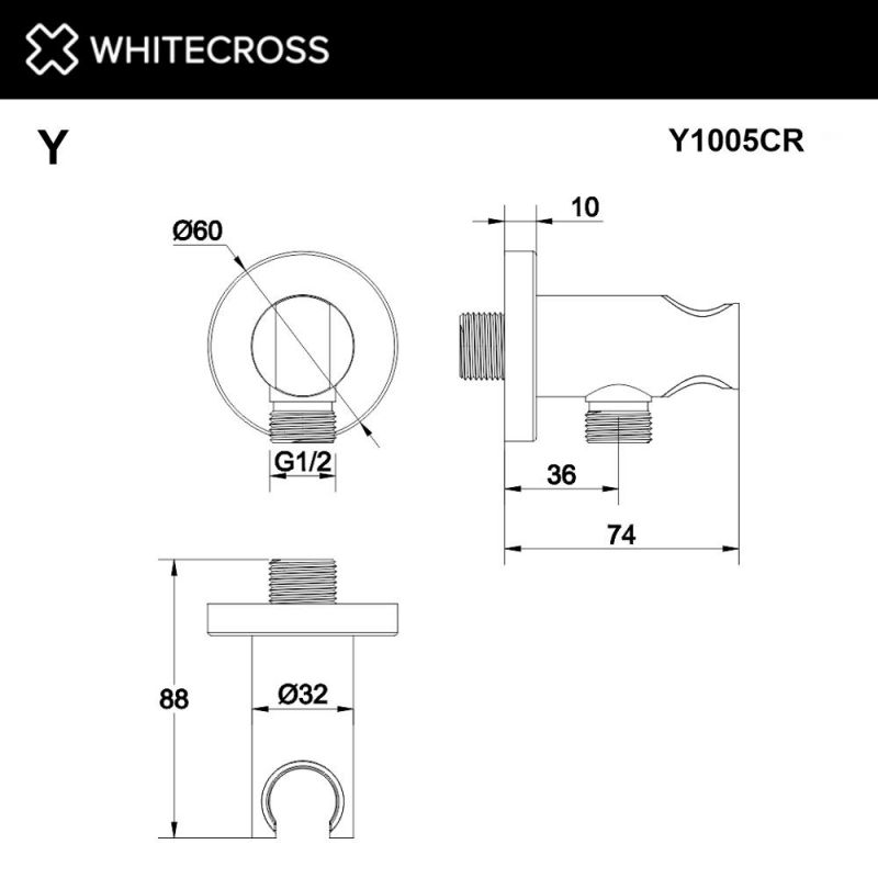 Шланговое подключение WHITECROSS Y1005CR, хром фото 3