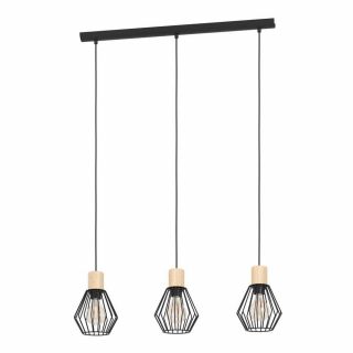 Подвес Eglo PALMORLA, 3x60W(E27), L760, B160, H1100, сталь, дерево, черный, коричневый