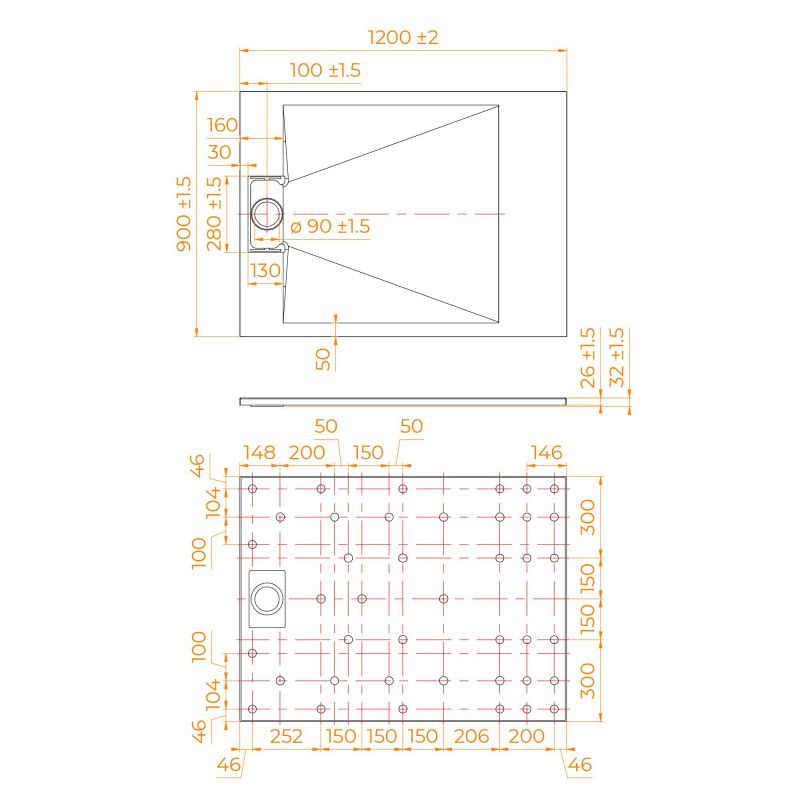 Душевой поддон прямоугольный RGW TUS-W Белый 900x1200 фото 7