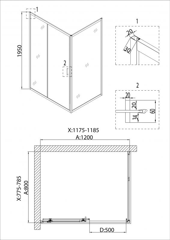 Душевой уголок Niagara Nova NG- 6612-08 120х80