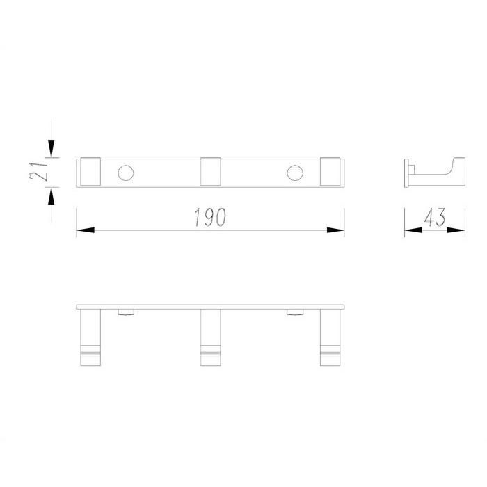 Крючок тройной OMNIRES 19 см UN10130/KCR (хром)