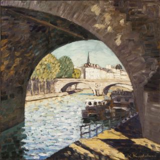 Картина "Париж. Вид через арку моста Мари" Екатерина Кудрявцева