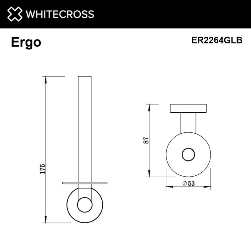 Держатель запасного рулона туалетной бумаги WHITECROSS Ergo ER2264GLB, брашированное золото фото 2