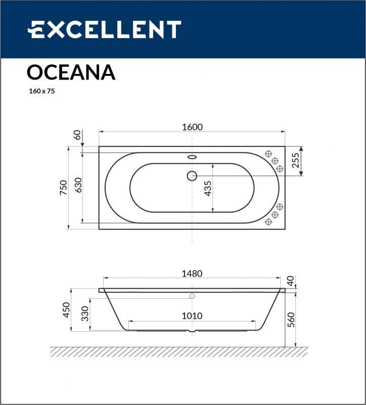 Акриловая ванна Excellent Oceana WAEX.OCE16WH 160x75 фото 3