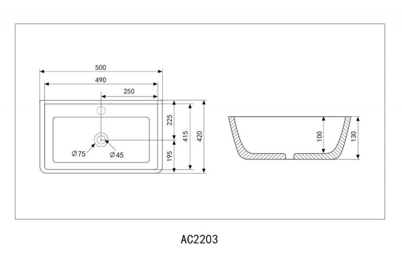 Раковина накладная Abber Rechteck AC2203MSB синяя матовая, 50 см