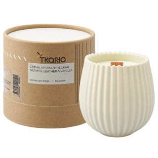 Свеча ароматическая с деревянным фитилём nutmeg, leather & vanilla из коллекции edge, бежевый, 60 ч Tkano BD-3043110