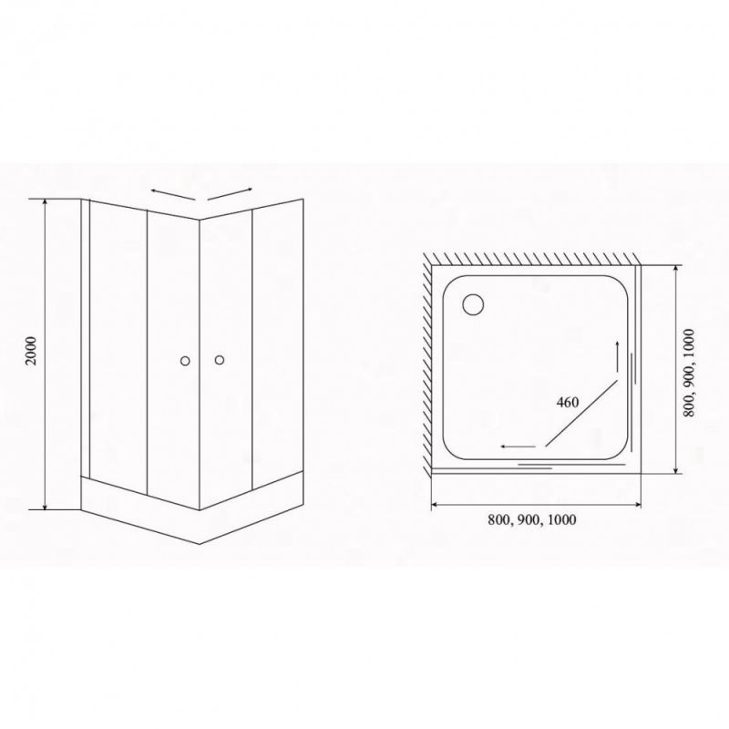 Душевой угол Timo-S TL TL-9002 F 90х90