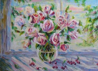 Картина "Розы у окна" Светлана Круглова