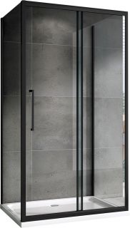 Душевой уголок ABBER Schwarzer Diamant AG30150BH-S80B-S80B 150х80, профиль черный, стекло прозрачное