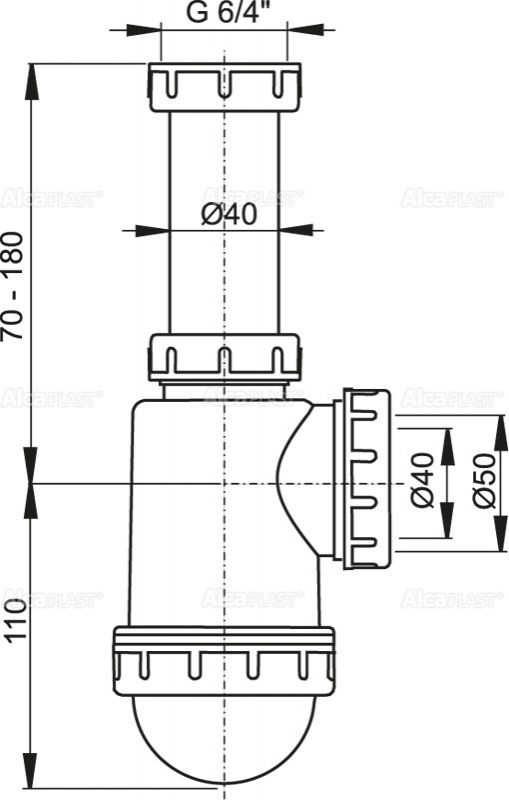 Сифон для мойки AlcaPlast A443P-DN50/40 фото 3