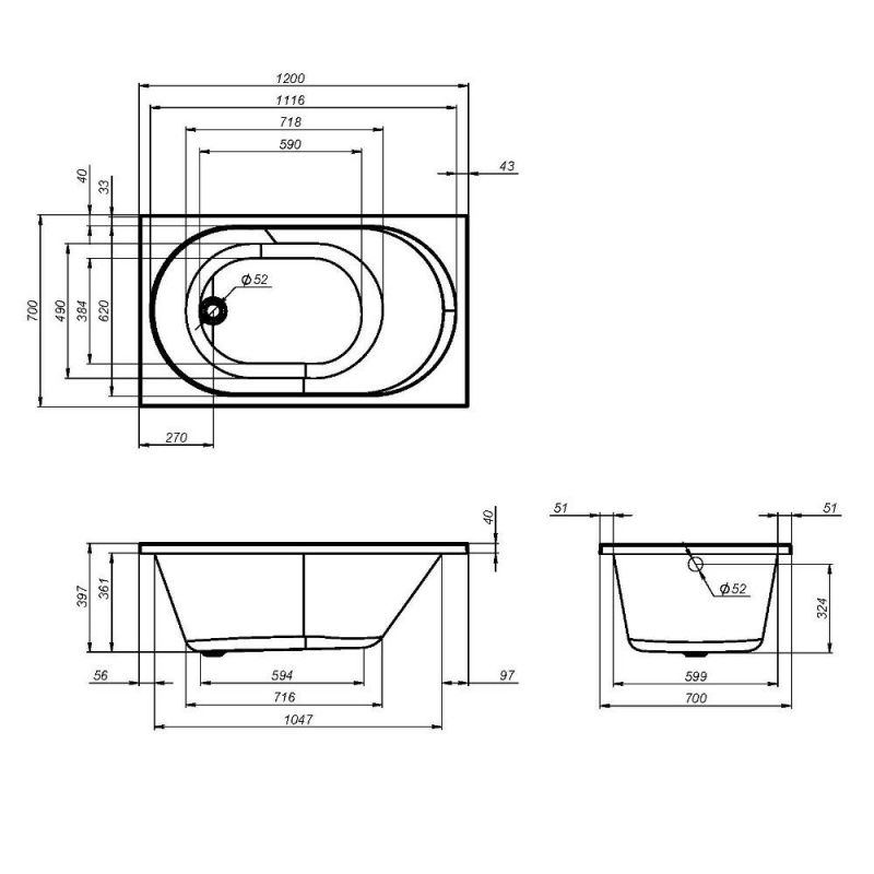 Ванна акриловая AM.PM X-Joy W94A-120-070W-A 120х70 см фото 9